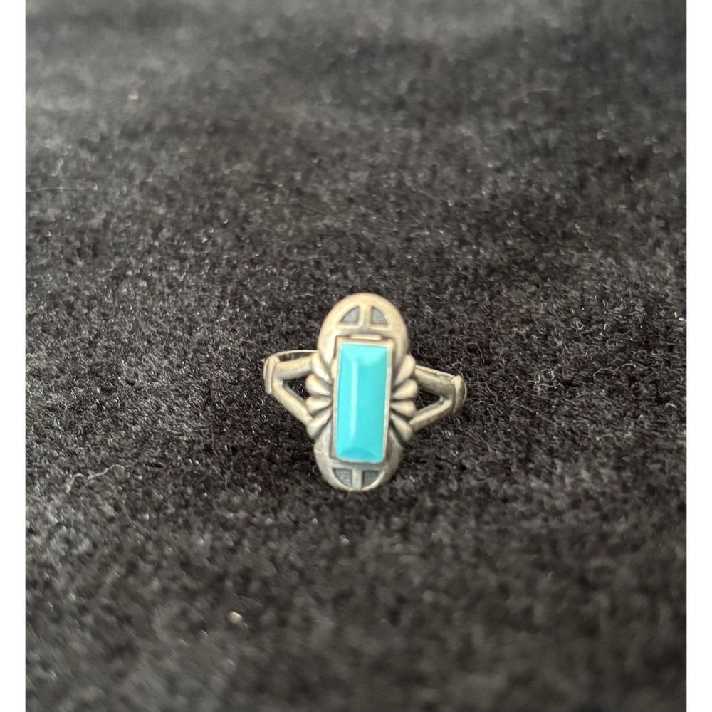 Vintage Bell Trading Post Turquoise Sterling Silver Ring Size 7 Or 7.5